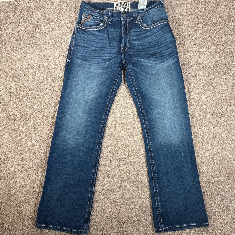 Ariat M4 Low Rise Boot Cut Jeans Mens 34x32 Medium Wash Blue Denim 10008404